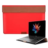 BEFINE - 16インチ MacBook Pro Touch バースタンドポーチ２ ハンドメイド プレミアムレザー ラップトップスリーブケース スタイリッシュでモダンで丈夫なキャリーバッグ-男女兼用 レッド BF-MP016-RD