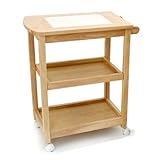 ヤマソロ キッチンワゴン タイルトップ3段ワゴン ナチュラル色 40-912