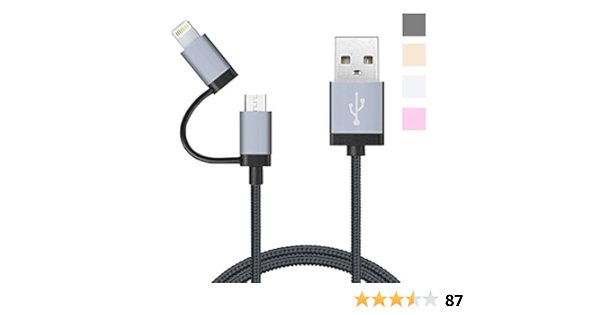 Amazon Co Jp Loe 2in1 ライトニングケーブル Lightning Microusb Iphone Xs Xs Max Xr 対応 1m ブラック パソコン 周辺機器