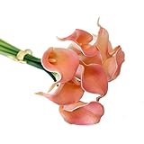 Yongnuo 16pcs 2ブーケリアルタッチラテックスPUオランダカイウ人工花Callalilyのウェディングブーケ/パーティー/ホームデコレーション レッド 371201741201