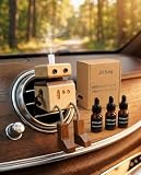 ゆらゆら木製オーナメント 車 芳香剤 ホワイトムスク10ml×3本付き｜車 消臭 車 ディフューザー マグネット取付｜手作り木製ホルダー 繰り返し使える 車内・デスク兼用 ギフトに 原木色