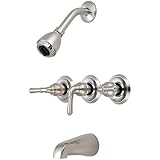 Olympia Faucets P-3230-BN Three Handle Tub/Shower Set, PVD Brushed Nickel Finish [並行輸入品]