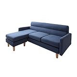 北欧調ファブリックコーナーカウチソファ【Elverum】エルベルム (ネイビー)