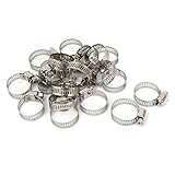 uxcell ホースバンド ホースクランプ ステンレススチール クリップ・クランプ 16-25mm 20個入り