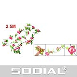 花束，SODIAL(R)2.25M緑の葉生地フクシアバラ人工の花束