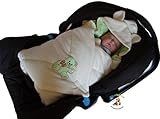 BlueberryShop Hooded Thermo Terry for CAR SEAT Swaddle Wrap Blanket Sleeping Bag for Newborn baby sh