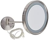 Jerdon HL1016NL Jerdon First Class 5X Lighted Wall Mount Mirror in Nickel