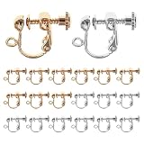 FamGift イヤリングパーツ 20個 DIY 手作り用 ハンドメイド資材 耳穴なし アクセサリーパーツ カン付 ネジバネ 材料 退色防止コーティング済 金具 アクセサリーパーツ(ゴールド+シルバー各10個）