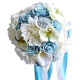 アドニスPigou Romanticローズ花のウェディングブーケBridesmaids Holding花 ブルー