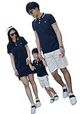 （JUTAOPIN）【親子 ペアルック】 親子 ペア ｔシャツ or レディース ワンピース フレア 親子ペア パパ 可愛い 半袖 春 夏 メンズ ポロシャツ 子供 男の子 女の子 80 90 100
