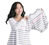 [my Spica] 授乳服 マタニティ ボーダー柄 トップス カットソー 長袖 赤ちゃん 用 お揃い ロンパース 70サイズ セット 産前産後 着れる 授乳口 付き マタニティウェア 妊婦服 マタニ