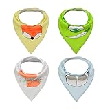 ALVABABY ベビー よだれかけ 柔らかい ビブ 三角 スナップ サイズ調整可能 4枚セット SH04-JP