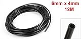 URBEST【バーゲンセール】 6mm x 4mm 12M　空気圧　エアーPU　ホース　パイプ　チューブ　ブラック　プッシュ式　クイック　継手用