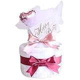 ベビーアルテ 今治 バスタオル付き 2段 おむつケーキ 【おむつ:パンパースSサイズ】ピンク