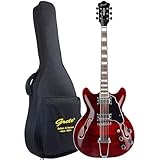 エレキギター NEW GROTE 335 style Jazz Electric Guitar Semi-Hollow Body (レッド)