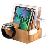 Pezin & Hulin スマホ充電スタンド 竹製 ドッキングステーション 複数のデバイスをまとめて充電可能 モバイルバッテリをスッキリ収納でき、スマホ/タブレット/スマートウォッチ/イヤホンなど対応でき