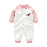 ALLAIBB ベビー服 ロンパース 前開き 長袖 新生児 カバーオール 男の子 女の子 春秋服 生産祝い ギフト size 73(6-9ヶ月) (ホワイト)