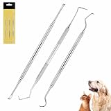 KASELIN 犬 犬用歯ブラシ 猫犬兼用 両頭タイプ 3個 ステンレス製 犬 歯ブラシ クリーニングキット ペット用品 洗いやすい（シルバー）