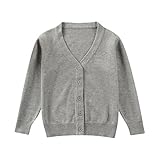 Aliciga セーター シンプル 無地 Ｖネック カーディガン 長袖 ニット (全6色) 子供服 スクール 学生 男の子 女の子 兼用 80/90/100/110/120 かわいい 柔らかい 春夏秋