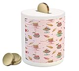 IceクリームコインボックスBank by Ambesonne、レトロスタイルCupcakesティーポットCandies Cookie on水玉ヴィンテージキッチン印刷、印刷セラミックコイン銀行お金ボ