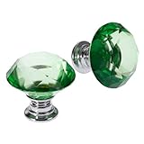 1個入りセット クリア クリスタル取っ手 ハンドル ガラスノブ 引き出し取っ手 手すり ネジ付き クリア クリスタル ガラス キャビネット 食器棚 ドレッサータンス (30mm) グリーン