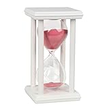 BOJIN　砂時計　サンドタイマー　木製　白枠　卓上　ガラス　オシャレ時計　かわいい　キレイプレゼント　贈り物　モダン　15分計　ピンク砂