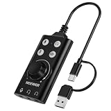 NEEWER 外付けサウンドカード USB C&USB A to 3.5mm ポータブル オーディオアダプターアクセサリー ミュート/ノイズキャンセル/音量&ゲイン調整機能付き Mac/Windows PC/スマホ/PS4/PS5対応 PP07