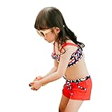 (チェリーレッド) CherryRed ガールズ ベビー 女の子 水着 ビキニ 子供用 ビキニ水着 可愛い 二点セット M レッド