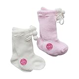 2足組　新生児用から6ヶ月　9センチ　ベビー靴下　ハイソックス　660852　ホワイト・ピンク