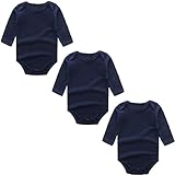 KISBINI ベビー服 赤ちゃん 服 ベビー ロンパース 男の子 女の子 長袖ボディースーツ 3枚セット（0-24ヶ月） (4-6ヶ月, ブルー)