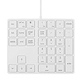 Merdia 数字キーパッド 有線Numpad 34キーポータ ブルキーパッド USB外付け ミニスリムキーボード（ホワイト）