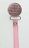 Pink Quilted Crystal Solid Ribbon Pacifier Clip by Crystal Dream