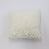 冬用クッションカバー、ファークッションカバー、フェイクファークッションカバー、アイボリーホワイ...