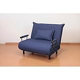 3WAYソファーベッド 【ワイドタイプ 幅103cm】 クッション/肘付き 42段階リクライニング 省スペース ネイビー(紺)