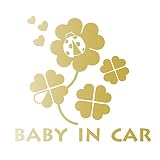 デザイン工房ＳＩＧＮＳ 車ステッカー Baby in car 11 綺麗にはがせる 車 ステッカー 四つ葉 クローバー ゴールド