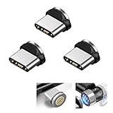 ３個セット 540°回転式 端子は丸3pin コードは3pin TYPE-C 親端子 マイクロ-usb-c マグネット ケーブル チップ コネクター ソケット qc3.0 急速 充電 対応 max-3a usb-c 防塵 データ伝送 Android タイプ-c (Type-C端子×３枚(丸3pin))