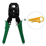 MooBom 圧着ペンチ LANケーブル 電話 コネクタ 3用 圧着工具 かしめ圧着工具 圧着機 4P/6P/8P兼用 RJ45 RJ11 RJ12 小型カッター付属