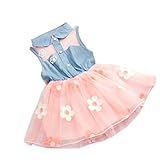 YOMIYOKA ベビーガールのドレスの1／4年フラワーウェディングプリンセス蝶結びのパーティードレス (2 年(身長90cm), ピンク)