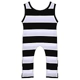 MIOIM ベビーロンパース キッズ ボーダー柄 オーバーオール 男の子 タンクトップ ロングパンツ 足つき カバーオール ボディスーツ 肌着 0-18ヶ月