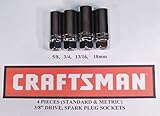 Craftsman 4 Piece 3/8 Drive Standard SAE and Metric MM Spark Plug Socket Set by Craftsman