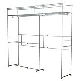 山善(YAMAZEN) ワイド&amp;ハイ クローゼットハンガー (幅155-250)棚付 ブラウン CWCH-250(BR)