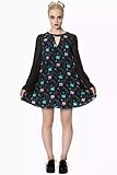 Banned Apparel - Daring Doodle Cat Flare Sleeve Dress L