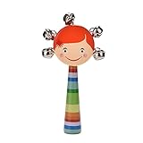 Aimeio 1個新生児赤ちゃん音楽Wooden Hand Bell Rattles & Mobiles幾何図形Smile Face、赤ちゃん教育木製おもちゃ0 – 12月
