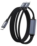 TOMSING USB Type-C ケーブル 2-in-1 1.2m 100W急速充電 PD対応 2台同時充電 高耐久 アルミ合金シェル ナイロン編み USB-C to USB-C for iPhone 15/16/Matebook/iPad/Xperia/iPad/MacBook Pro/Galaxy S25/その他 Android 等機器対応 （ブルーグレー，1.2m）