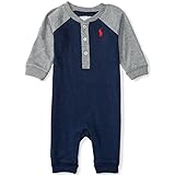 Ralph Lauren(ラルフローレン) ラグランヘンリーカバーオール(Navy/Gray) 12M(9-12ヶ月)[並行輸入品]