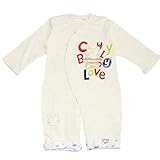 ロンパース長袖前開き綿１００％出産祝いお着替え簡単ベビー服(73com, ライトイエロー)