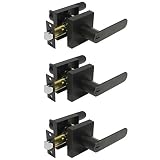 Probricoプライバシー内部ドアノブベッドとバスハンドルレバーキーレスブラックLockset Door Lever-Style 03SBKBK ブラック DL03SBKBK