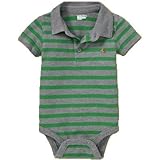 baby GAP ボーダー ポロシャツ ロンパース 半袖（グリーン）【3ヶ月~2歳まで】（並行輸入品） (18-24M（1歳半~2歳）)