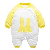 Cute Minor新生児　ウサギ　ベビー服 女の子長袖 カバーオール　中綿 男の子 ロンパース 冬 厚手　防寒　ベビー 着ぐるみ 赤ちゃん ベビースーツ ボーダー出産祝い　スノーウェア　綿 (80ｃ