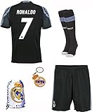 (ゲームズデュール) GamesDur 2016 / 2017レアルマドリード RONALDO #7 第3版 ブラック サッカーキッズ ジャージ & ショートパンツ & ソックス &サッカーバッグ ユ